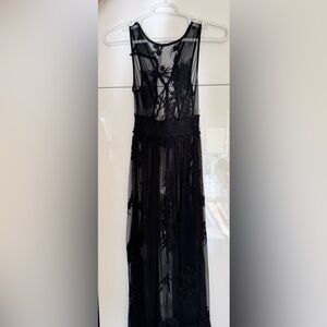 Anthropologie Black Sheer Maxi Dress